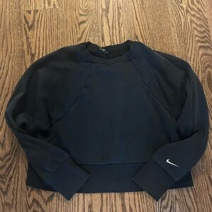 Nike Women's Dark Blue Cropped Sweatshirt